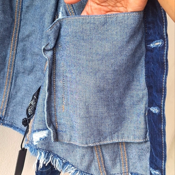 Blank NYC Dark Blue Denim Long Sleeve Distressed Women's Jacket Size S NWT - Picture 5 of 11